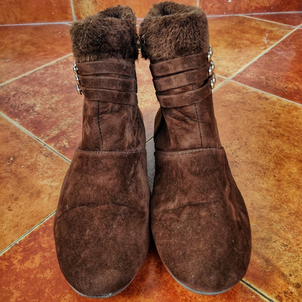 Suede Brown Ankle Boots - Picture 2 of 6